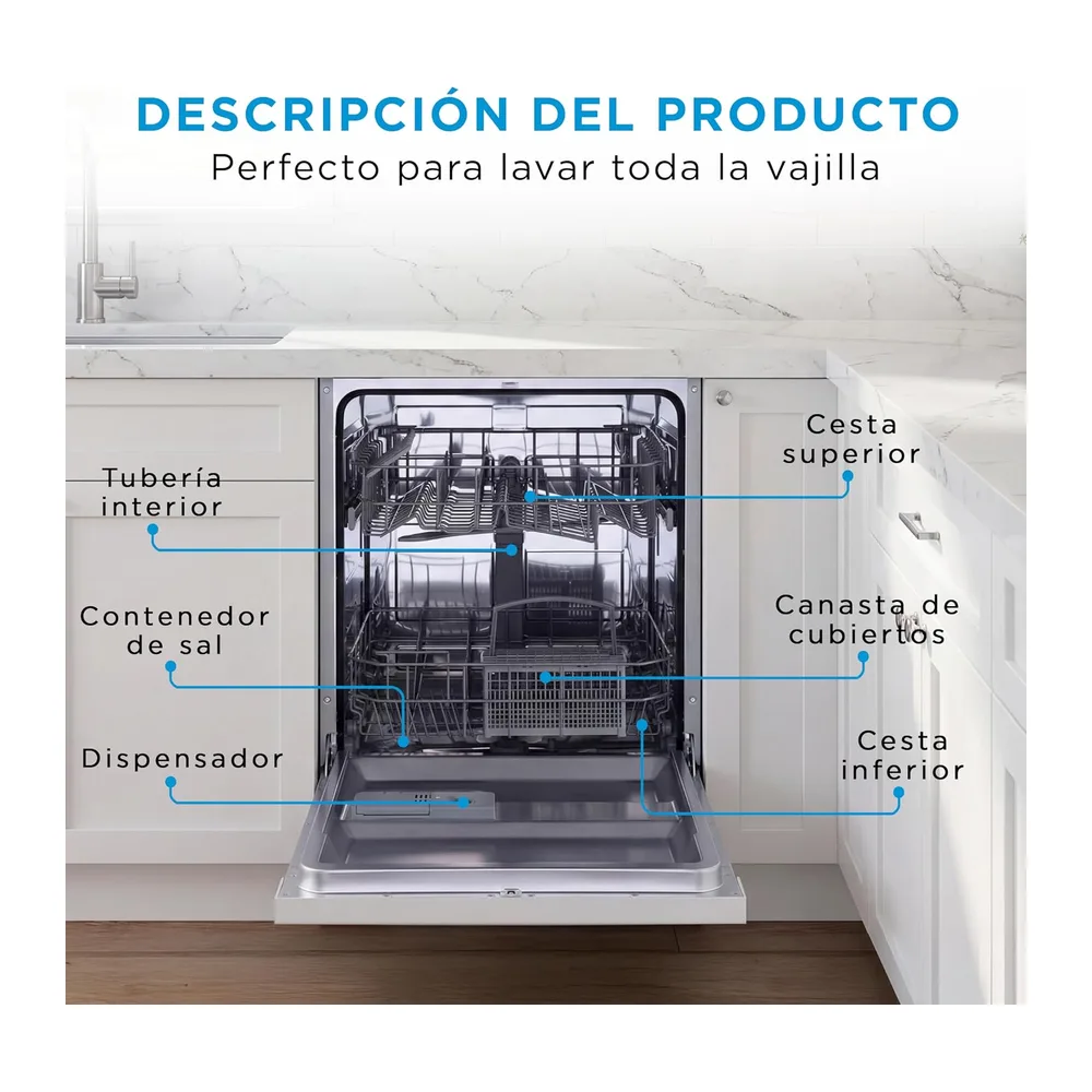 Midea Lavavajillas 60 cm+++ Blanco para 12 servicios — 6