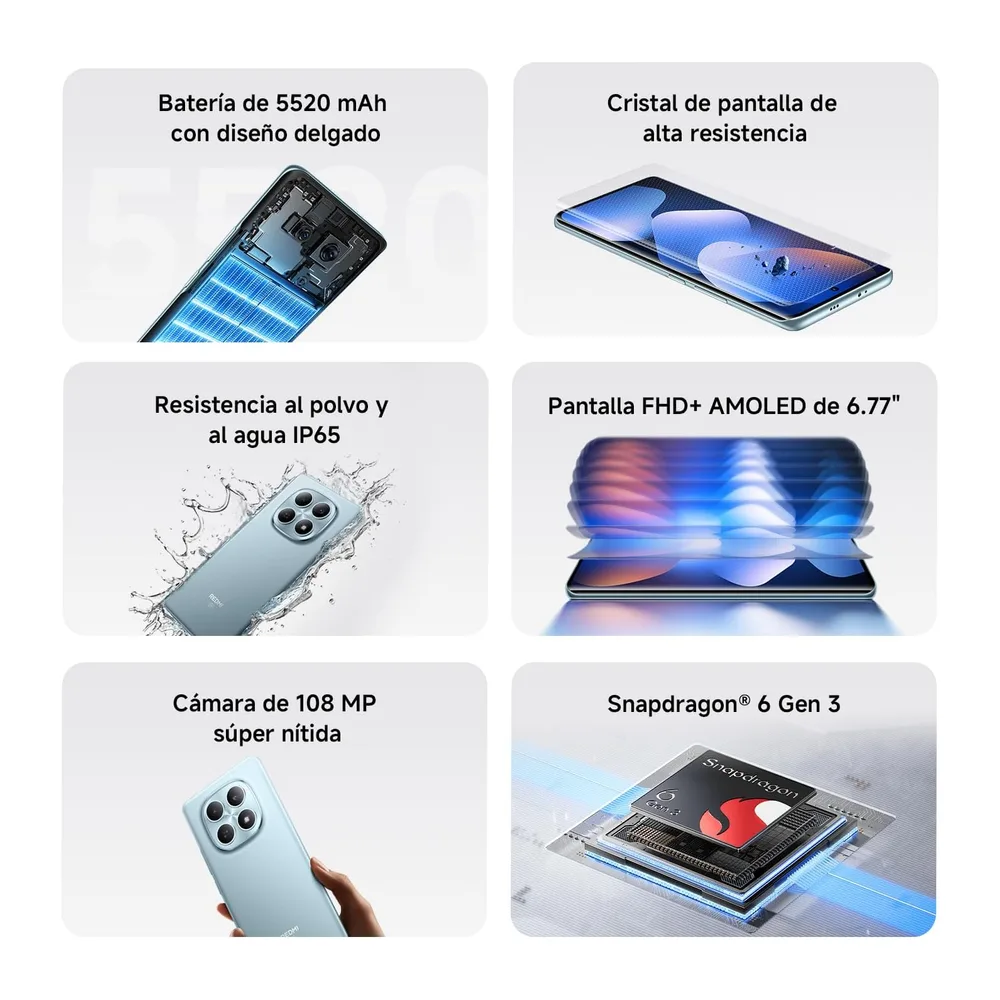 XIAOMI REDMI Note 15 5G Smartphone 8+256GB Morado batería de 5520 mAh — 3