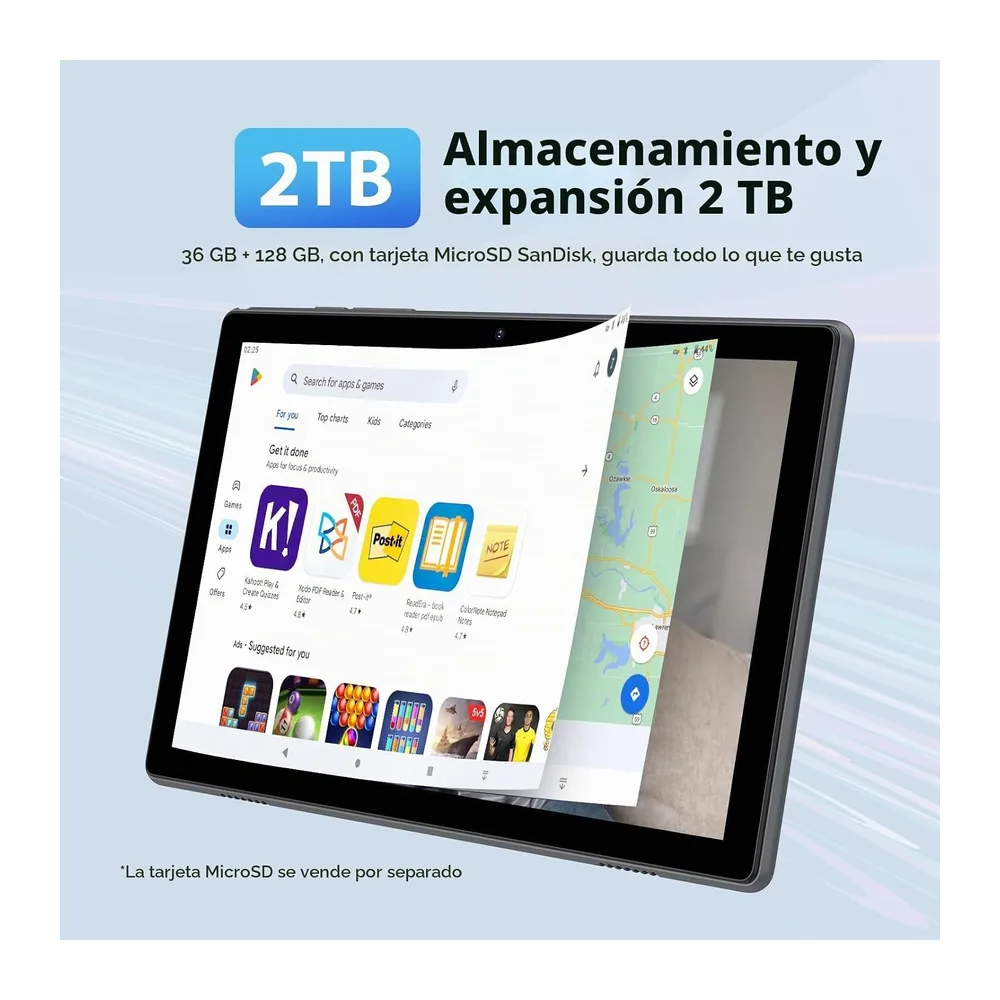 Tablet 10 Pulgadas, 36GB RAM+128GB ROM/2TB TF, Octa-Core 2.0GHz, Widevine L1, Pantalla IPS 1080x800, 8000mAh, — 4
