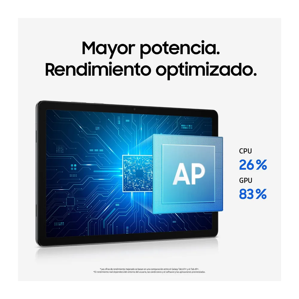 Samsung Galaxy Tab A11+ 128GB, Tableta con IA, Pantalla de 11" con 90 Hz, 6GB de Memoria, Altavoces — 3