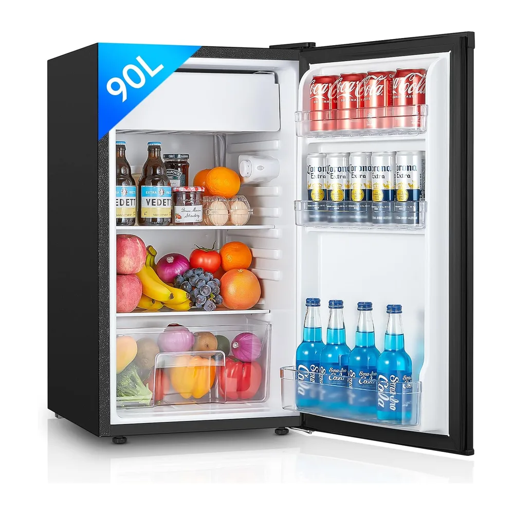 FOHERE Refrigerador Congelador, nevera pequeña de una puerta, 90 L, Control de temperatura, Refrigerador de — 2