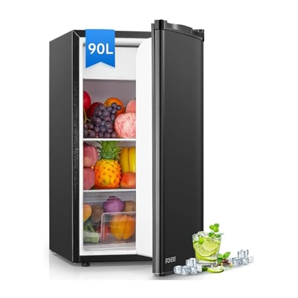FOHERE Refrigerador Congelador, nevera pequeña de una puerta, 90 L, Control de temperatura, Refrigerador de — 4