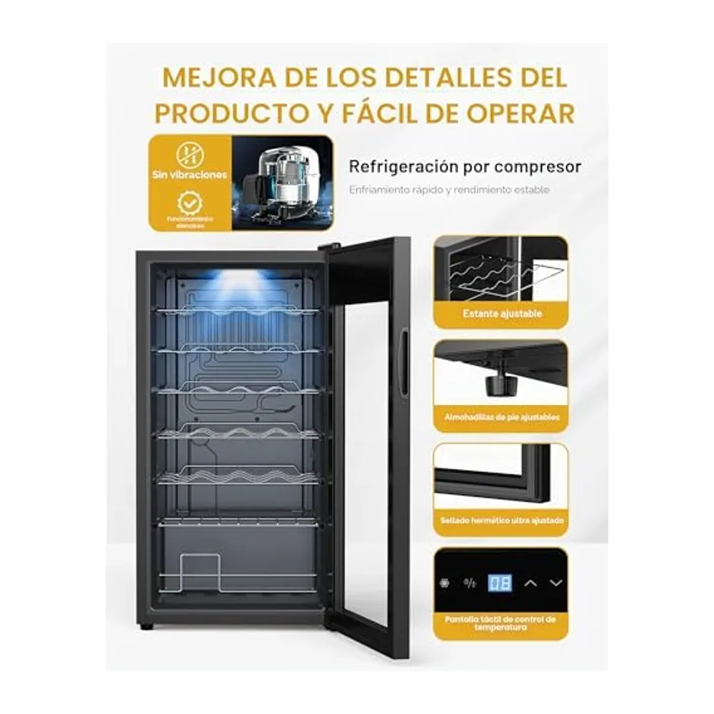 WIE Vinoteca 28 Botellas para Vino Tinto/Blanco 5-18°C — 6