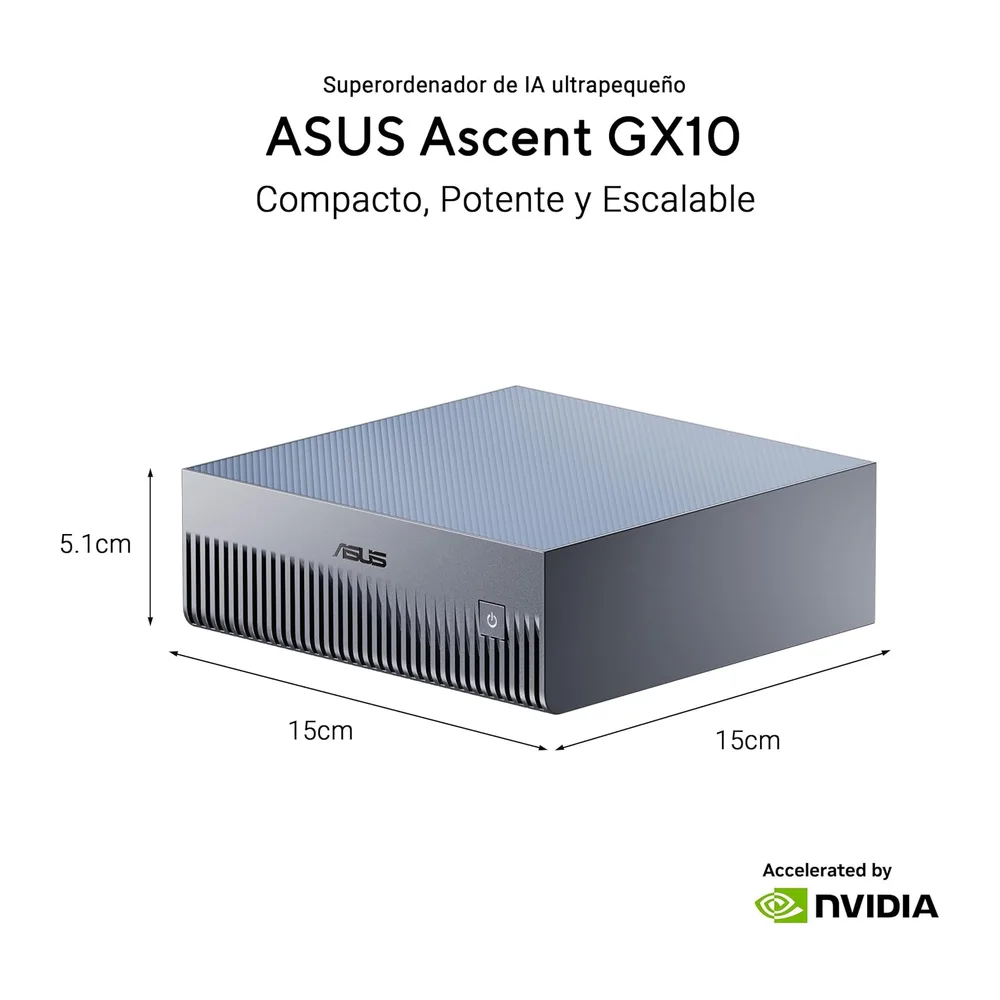 ASUS Ascent GX10 - Ordenador de sobremesa (NVIDIA GB10, NVIDIA Blackwell GPU, 128GB LPDDR5X, 4 TB SSD, NVIDIA — 2