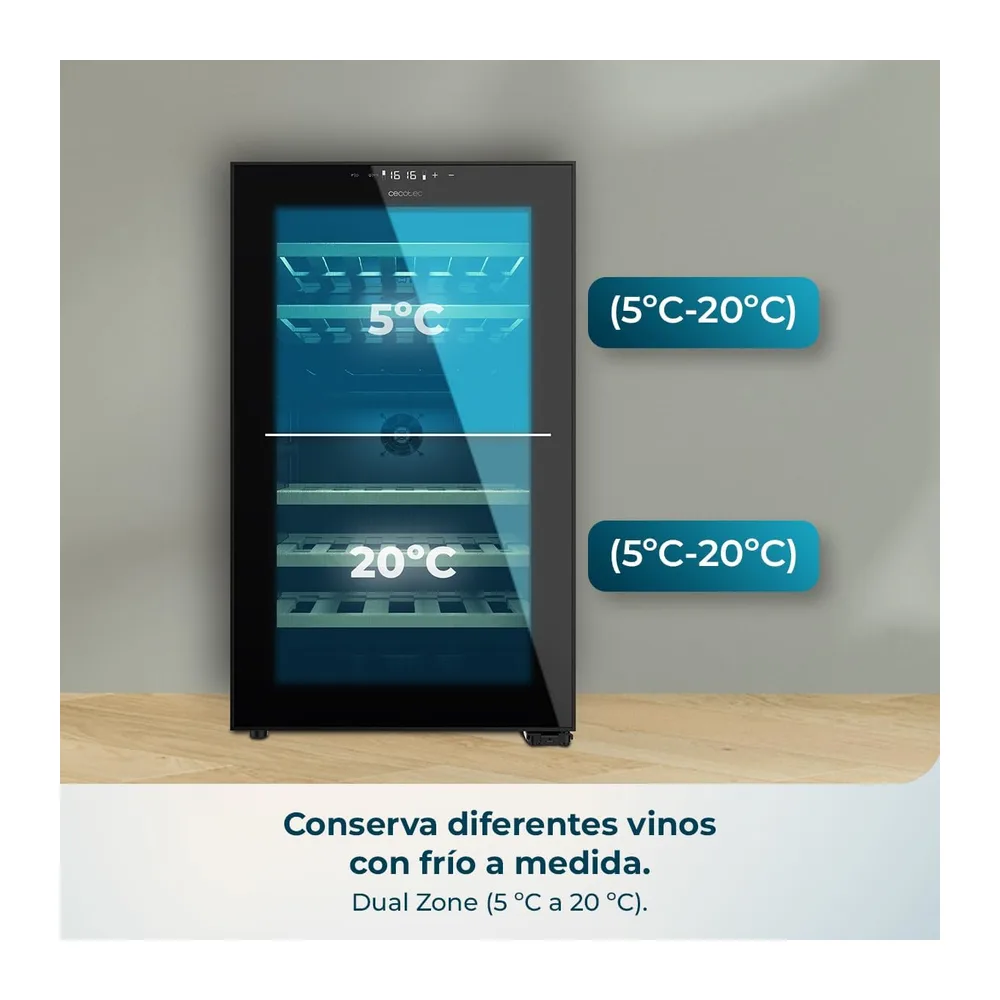 Cecotec Vinoteca 52 Botellas con Doble Zona Temperatura Bolero GrandSommelier Duo 52000 Black. Compresor — 5