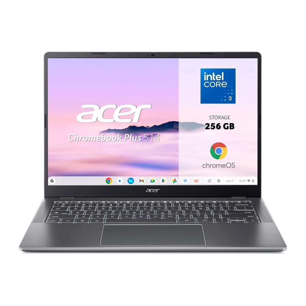Acer Chromebook Plus, Portátil 14" WUXGA, Intel 3 N355, 8GB RAM, 256 GB SSD