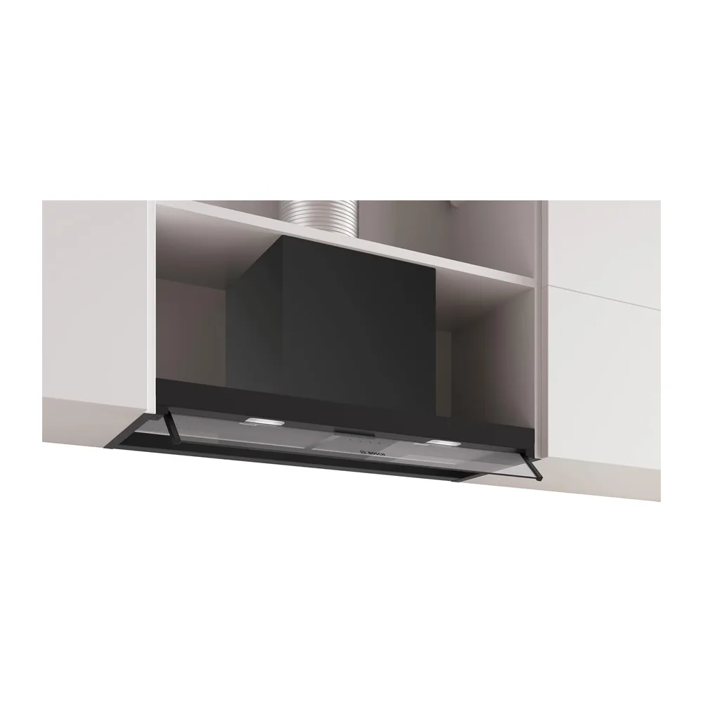 Serie 4 DBB85CC60 - Campana de diseño integrada, 80 cm, cristal transparente, color negro mate [Clase de