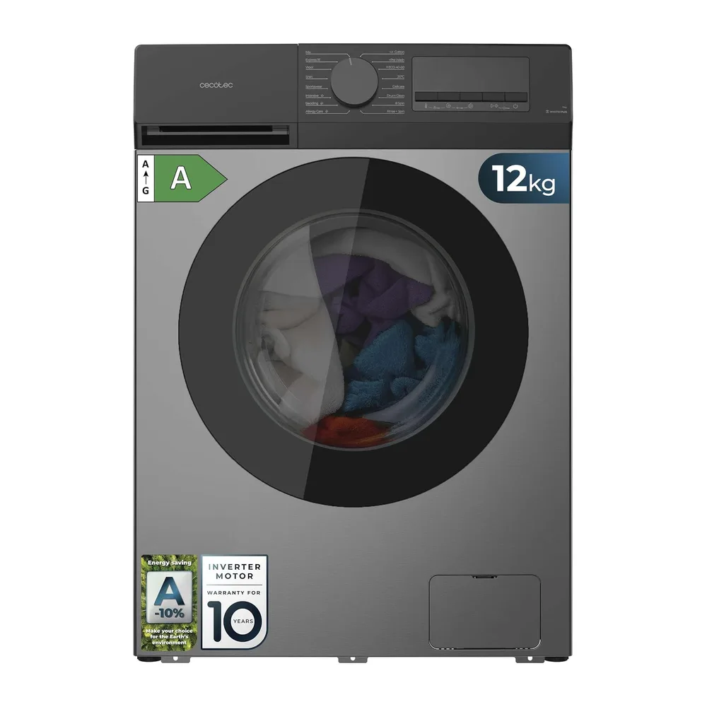 Cecotec Lavadora Carga Frontal 12Kg Bolero DressCode 12450 Inverter Steel