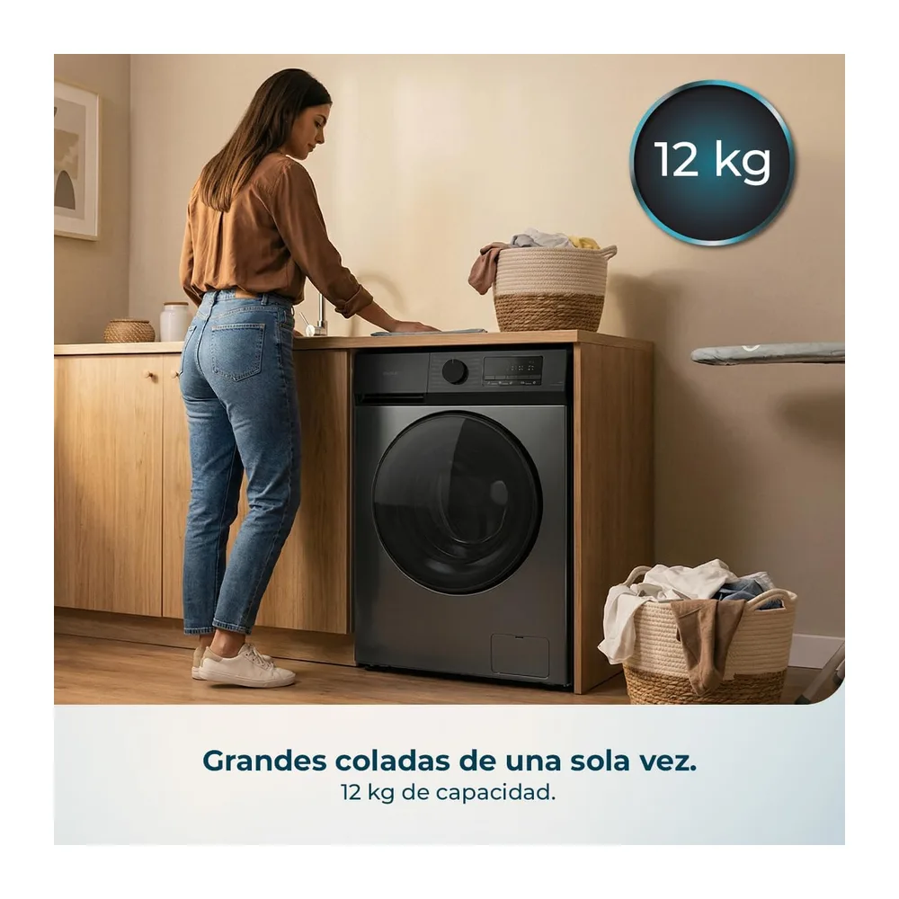 Cecotec Lavadora Carga Frontal 12Kg Bolero DressCode 12450 Inverter Steel — 3