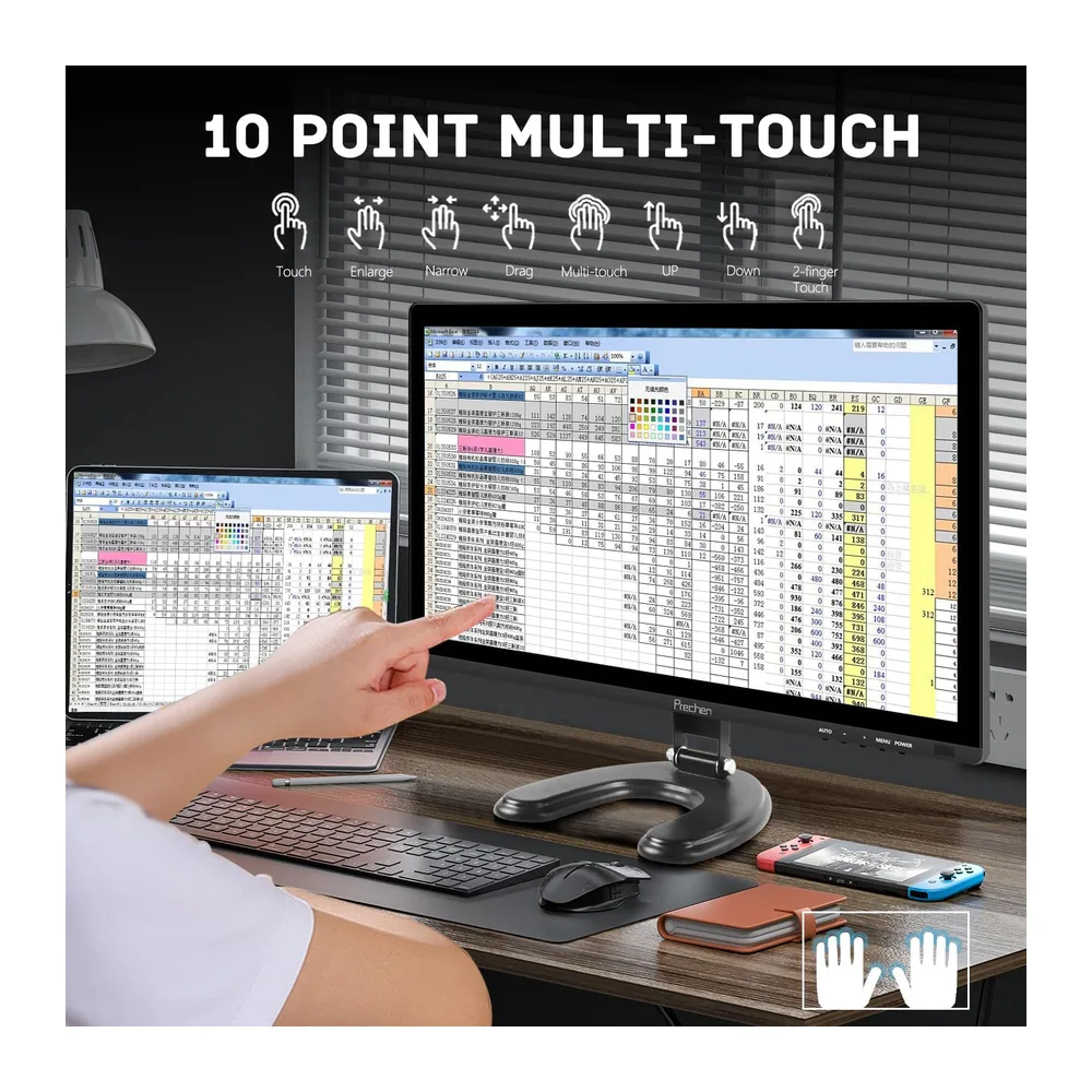 Prechen Monitor Táctil de 23,8 Pulgadas, Pantalla para PC con HDMI/VGA/USB [Clase de eficiencia energética A] — 4