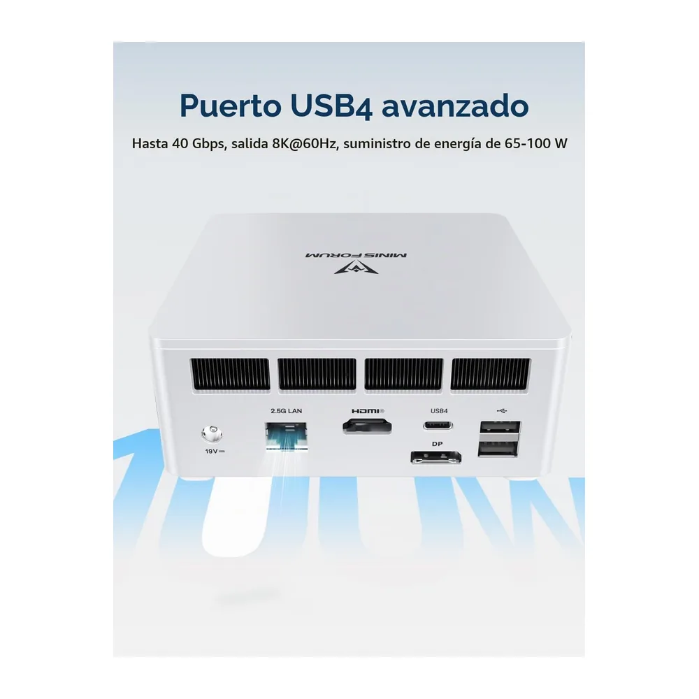 MINISFORUM Mini PC UM870 Slim, CPU AMD Ryzen 7 8745H 8C/16T hasta 4,9 GHz/AMD Radeon 780M, 32 GB DDR5 hasta — 5