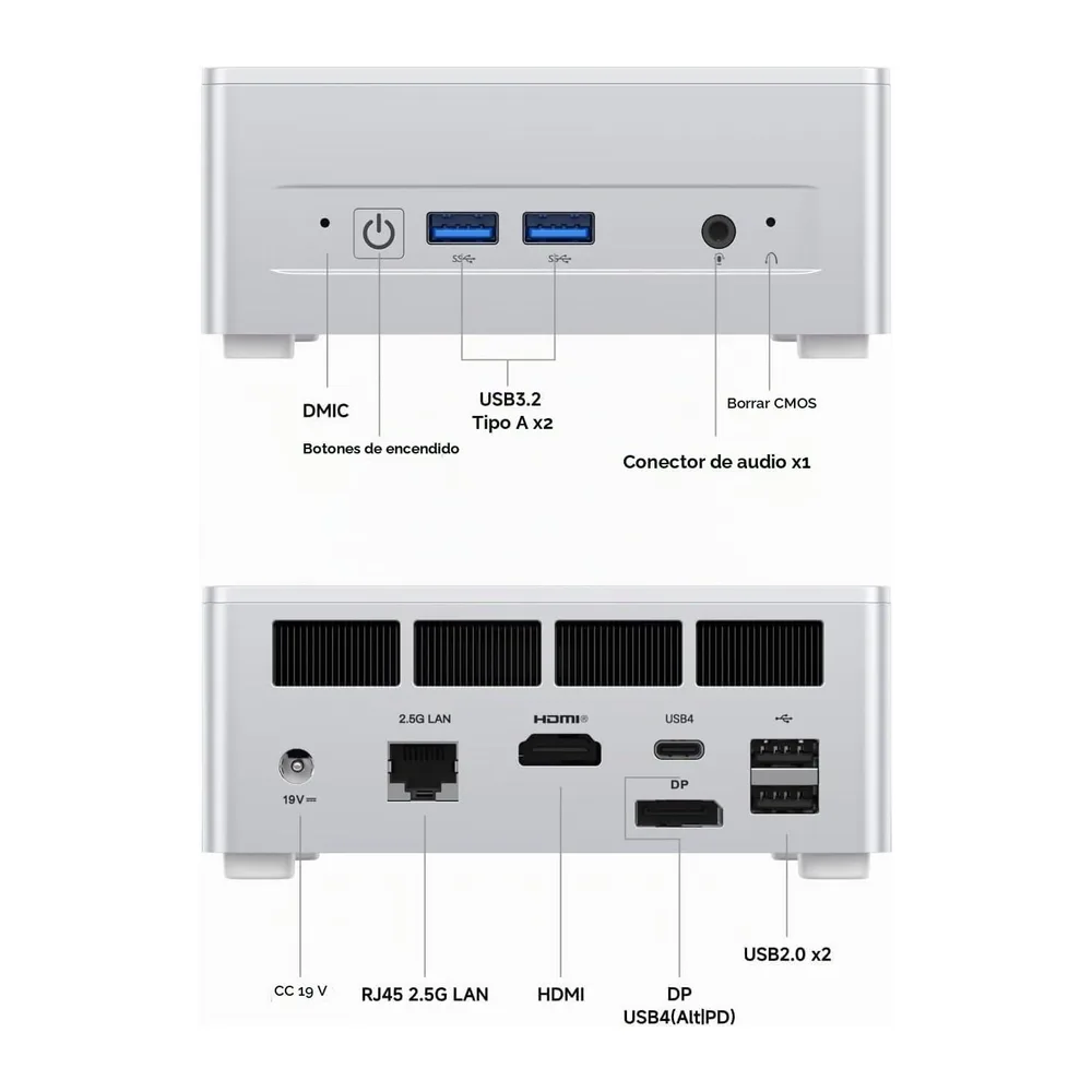 MINISFORUM Mini PC UM870 Slim, CPU AMD Ryzen 7 8745H 8C/16T hasta 4,9 GHz/AMD Radeon 780M, 32 GB DDR5 hasta — 6