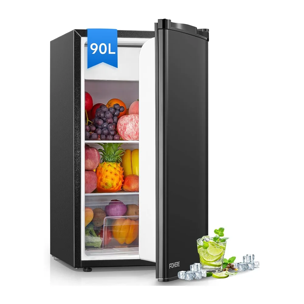 FOHERE Refrigerador Congelador, nevera pequeña de una puerta, 90 L, Control de temperatura, Refrigerador de