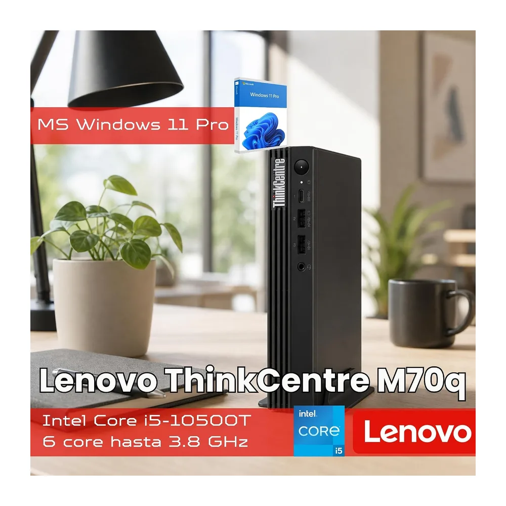 Lenovo ThinkCentre M70q Tiny Intel Core i5 10500T 256GB SSD Disco Duro 16GB Memoria Windows 11 Pro Desktop — 2