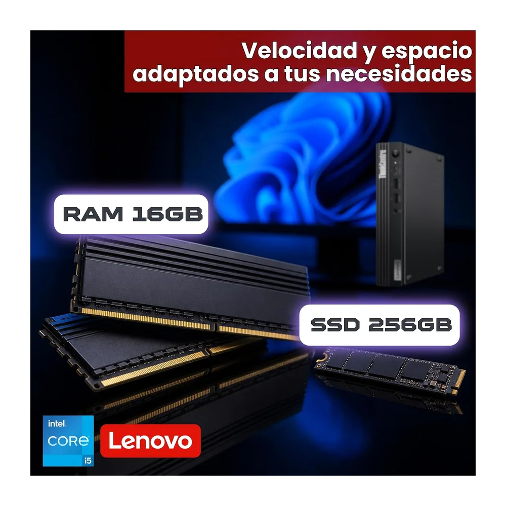 Lenovo ThinkCentre M70q Tiny Intel Core i5 10500T 256GB SSD Disco Duro 16GB Memoria Windows 11 Pro Desktop — 3
