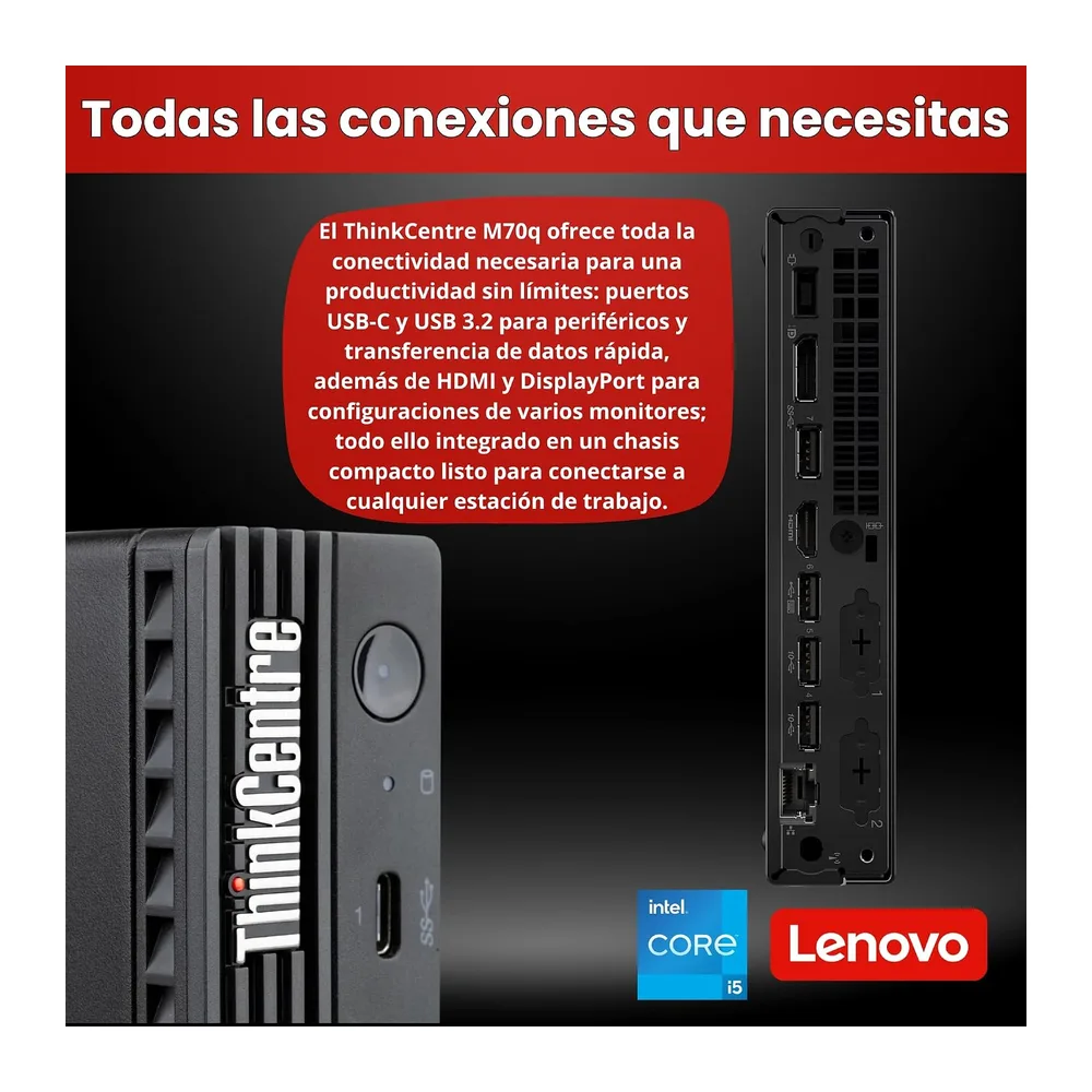 Lenovo ThinkCentre M70q Tiny Intel Core i5 10500T 256GB SSD Disco Duro 16GB Memoria Windows 11 Pro Desktop — 5