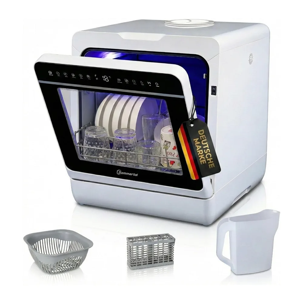 Sommertal SP9 Mini Lavavajillas | Depósito de 5 L, 10 + 1 Funkt., Touch, LED [Clase de eficiencia energética