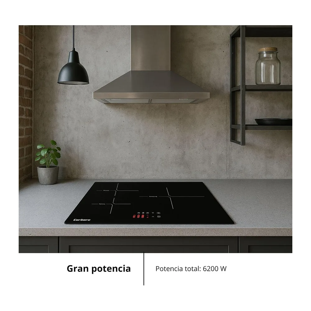 Corberó - Placa de Inducción | CCIM3662| 60cm | 3 Zonas | 6200W | Inverter| Zona Extra Grande |9 Niveles — 4