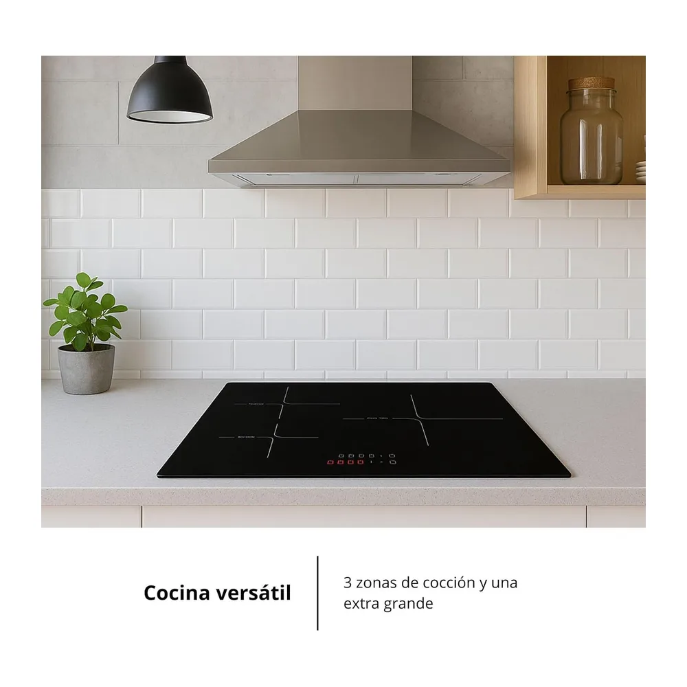 Corberó - Placa de Inducción | CCIM3662| 60cm | 3 Zonas | 6200W | Inverter| Zona Extra Grande |9 Niveles — 6