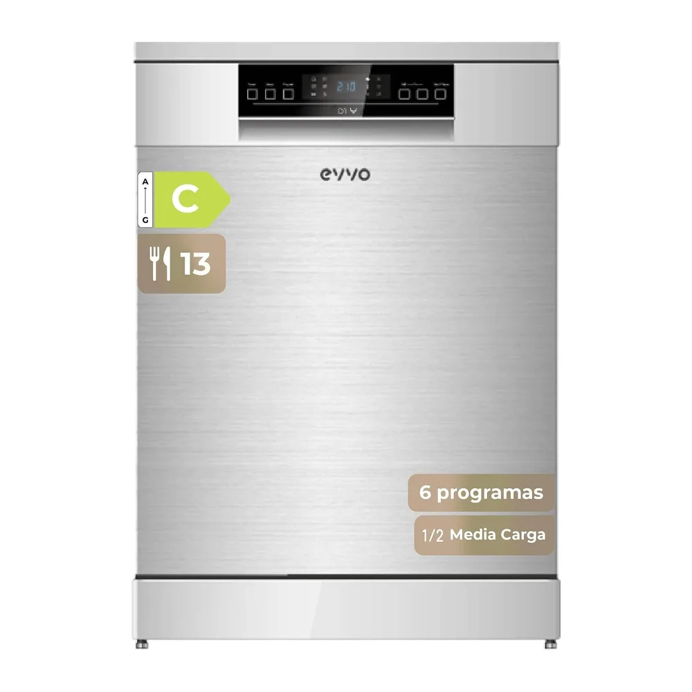 Lavavajillas EVVO D1Y - 60 cm, 13 Servicios, Clase Energética C, 6 Programas, Funcionamiento Silencioso,