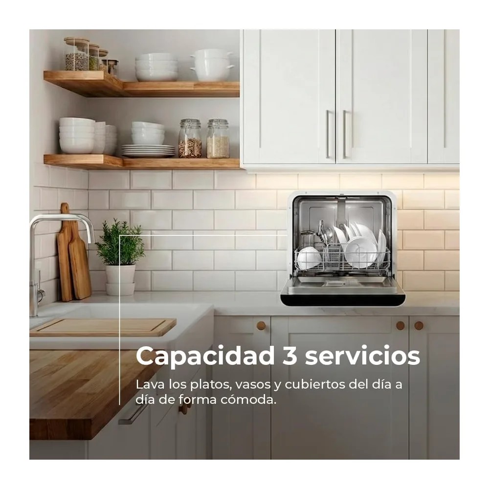Lavavajillas EVVO Mini D Trip 3 – Lavavajillas Compacto Sobremesa, 3 Servicios, Clase Energética C, 6 — 3