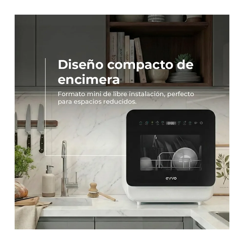 Lavavajillas EVVO Mini D Trip 3 – Lavavajillas Compacto Sobremesa, 3 Servicios, Clase Energética C, 6 — 4