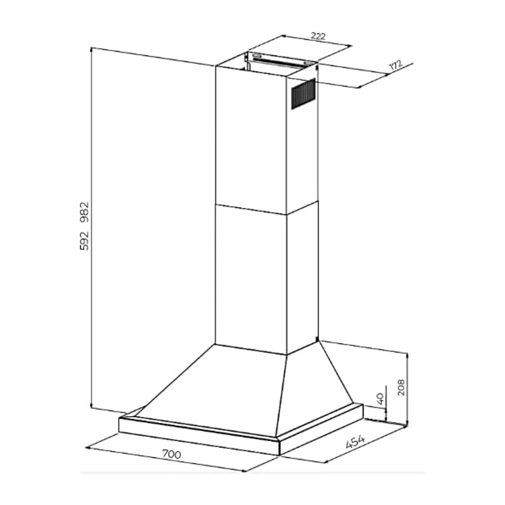 Cecotec Campana Extractora Piramidal 70 cm Bolero Flux PT 704400 Inox A+++. Cristal Frontal en Blanco — 3