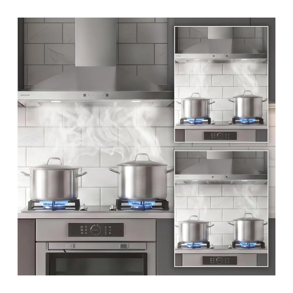 Cecotec Campana Extractora Piramidal 70 cm Bolero Flux PT 704400 Inox A+++. Cristal Frontal en Blanco — 6