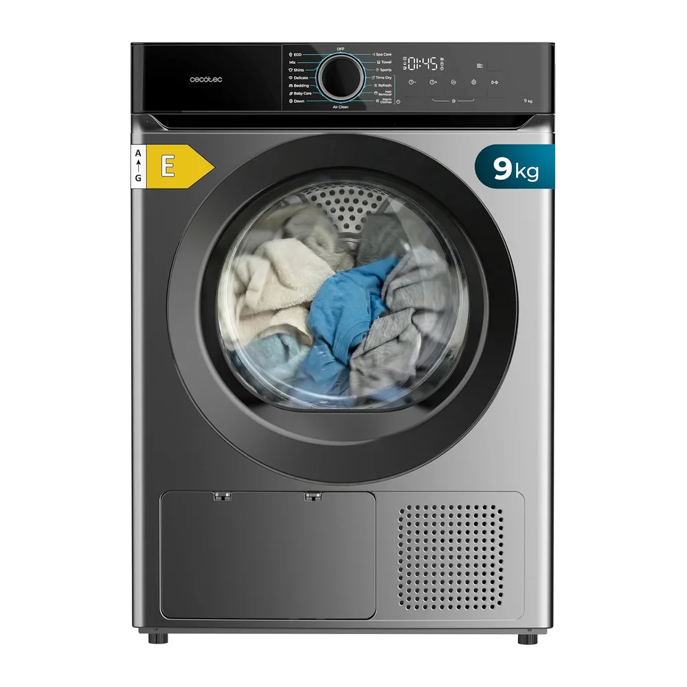 Cecotec Secadora Bomba de Calor 9Kg Bolero Dresscode Dry 9180 Steel. 650W