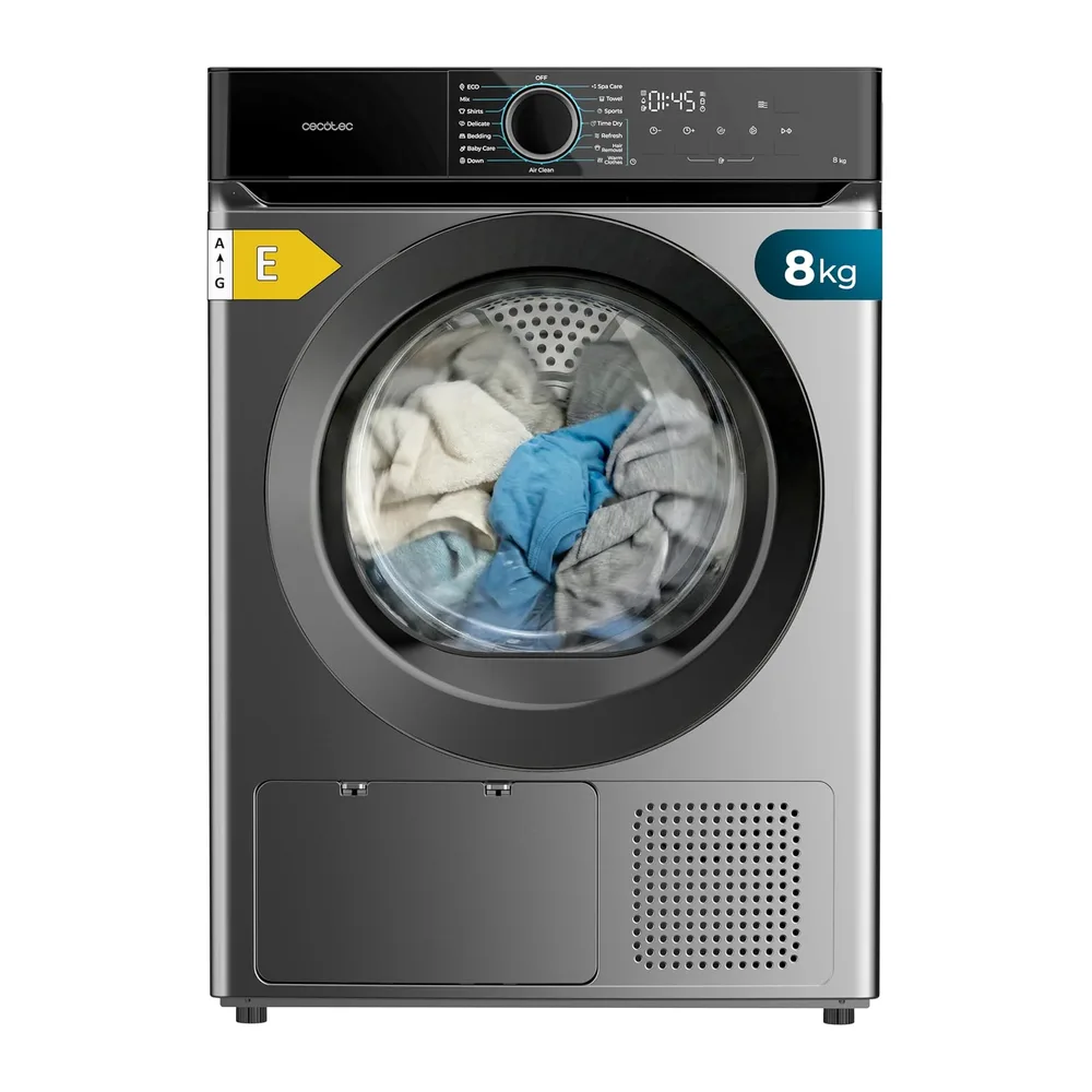 Cecotec Secadora Bomba de Calor 8Kg Bolero Dresscode Dry 8180 Steel. 650W