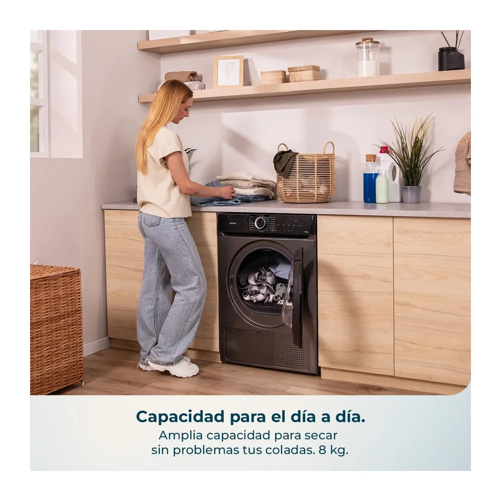 Cecotec Secadora Bomba de Calor 8Kg Bolero Dresscode Dry 8180 Steel. 650W — 3