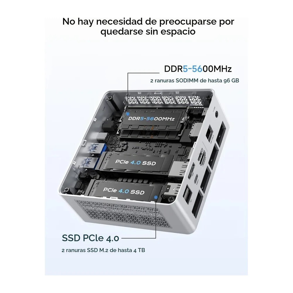 MINISFORUM Mini PC UM880 Plus, AMD Ryzen 7 8845HS (8 C/16 T, hasta 5,1 GHz), 16 GB de RAM DDR5, SSD de 512 — 5