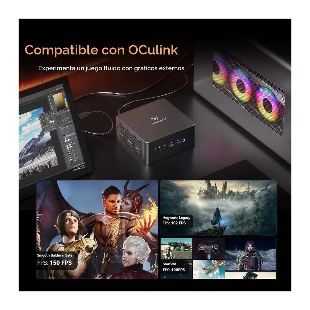 MINISFORUM UM890 Pro Mini PC, AMD Ryzen 9 8945HS 8C 16T Procesador hasta 5.2 GHz, AMD Radeon 780M, DDR5 — 4