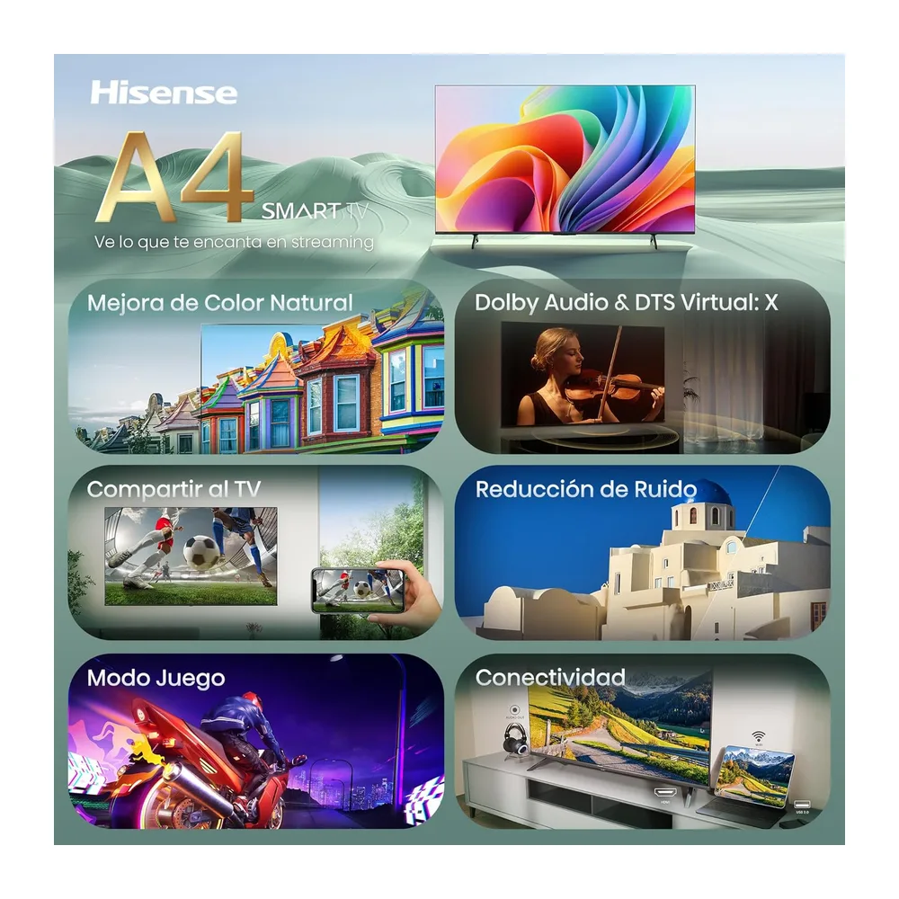 Hisense 40A4S - FHD Smart TV 40 Pulgadas,Natural Colour Enhancer, Dolby Audio, Share to TV, Reducción de — 3