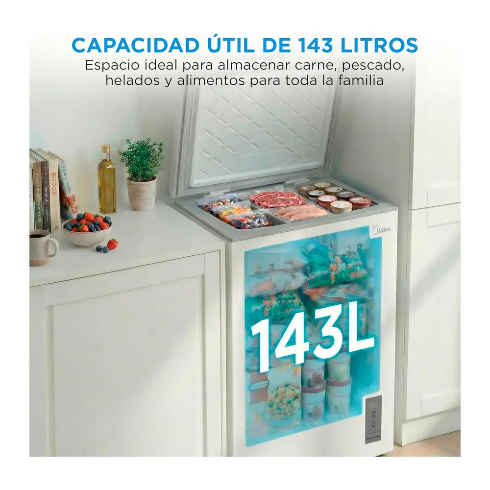 MIDEA Arcon Congelador Pequeño de 143L | Congelador Horizontal Convertible a Frigorífico con Motor Inverter, — 3