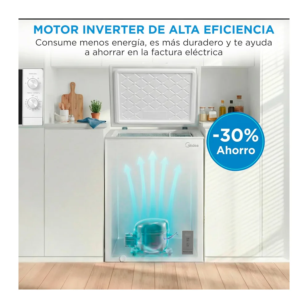 MIDEA Arcon Congelador Pequeño de 143L | Congelador Horizontal Convertible a Frigorífico con Motor Inverter, — 6