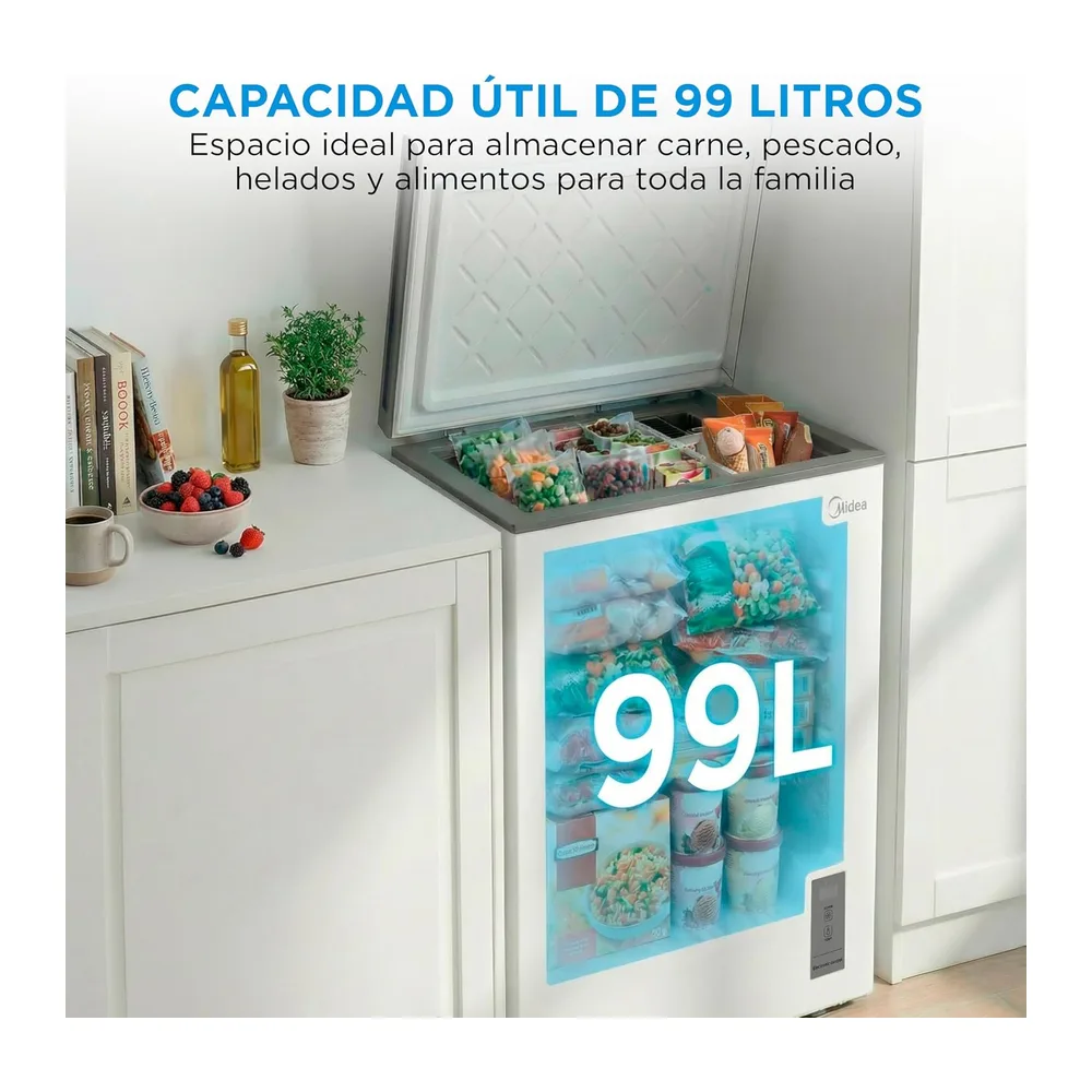 MIDEA Arcon Congelador Pequeño de 99L | Congelador Horizontal Convertible a Frigorífico con Motor Inverter, — 3