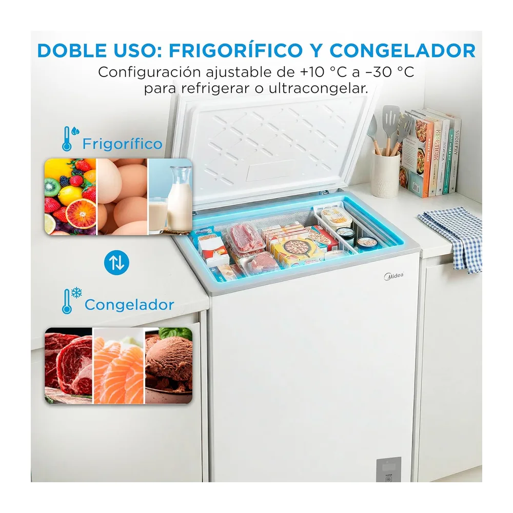 MIDEA Arcon Congelador Pequeño de 99L | Congelador Horizontal Convertible a Frigorífico con Motor Inverter, — 4