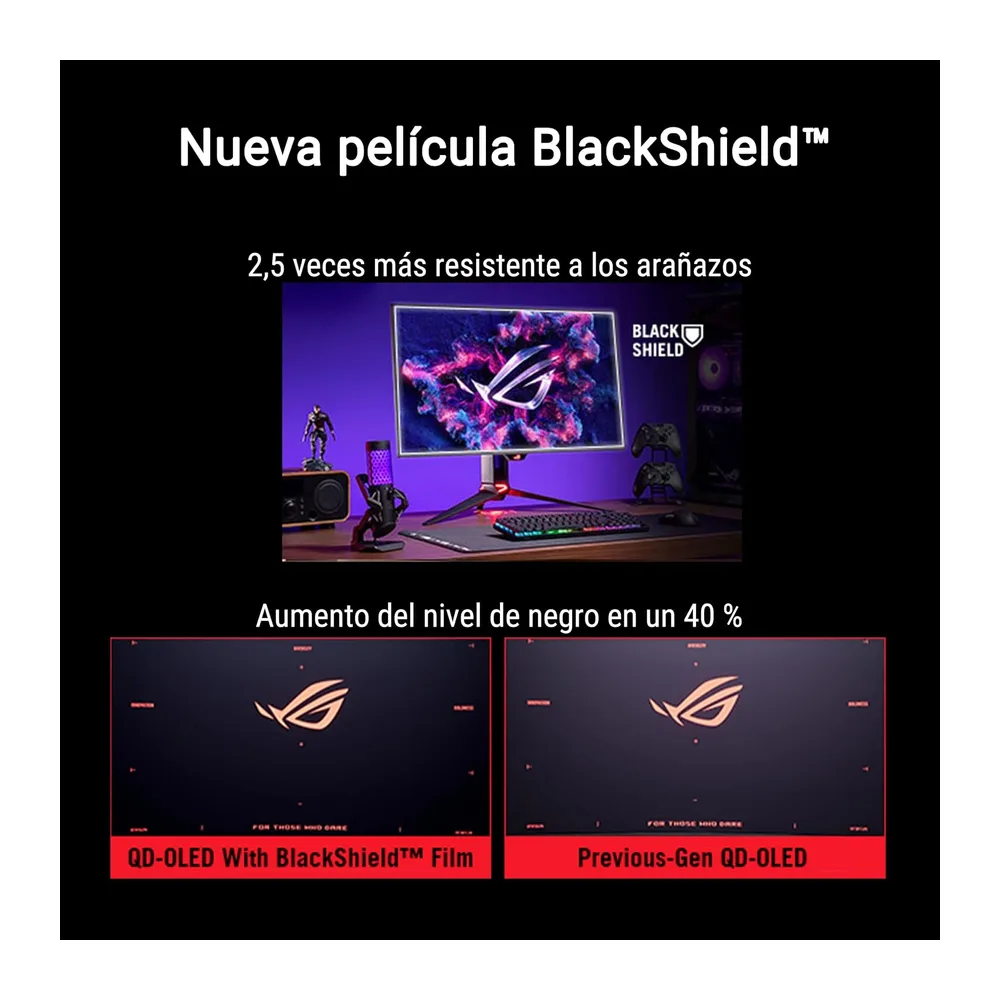 ASUS ROG Swift PG32UCDM3 - Monitor Gaming 4K de 32" con Tandem QD-OLED, 240 Hz, BlackShield, G-Sync, Neo — 4