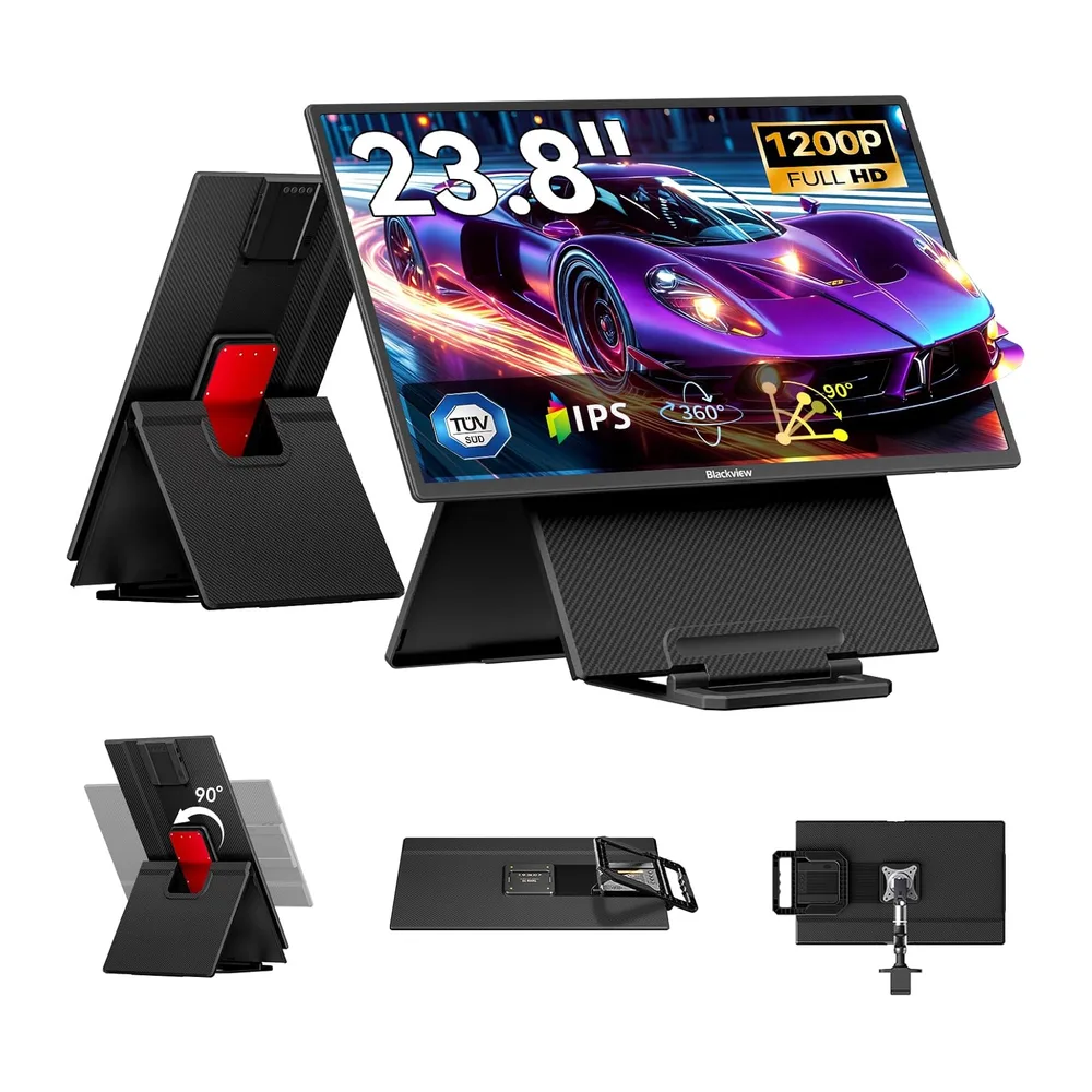 Blackview Portable Monitor, 23.8" 1080P FHD 100Hz, Monitor Gaming IPS, Soporte Ajustable Giratorio 90°, para