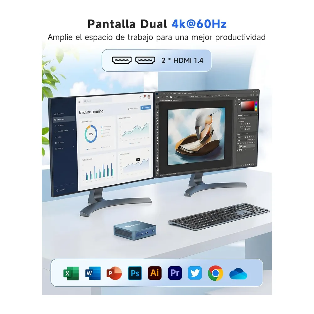 BMAX B1Plus Mini PC Win 11,Intel Celeron J3355 6 GB LPDDR3 128 GB eMMC SSD — 5