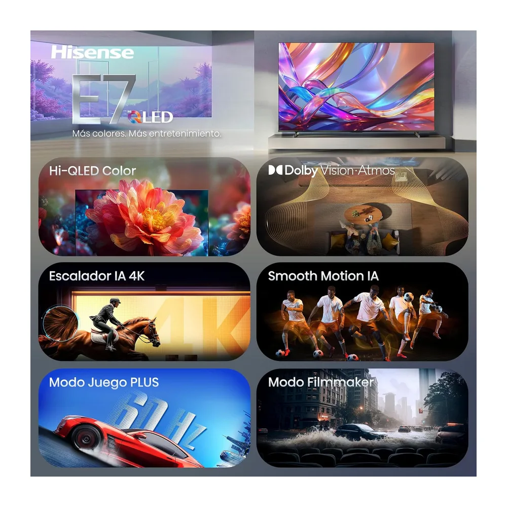 Hisense 50E7S - Hi-QLED Smart TV 50 Pulgadas, Hi-QLED Color, Dolby Vision.Atmos, Escalador IA 4K, Smooth — 3
