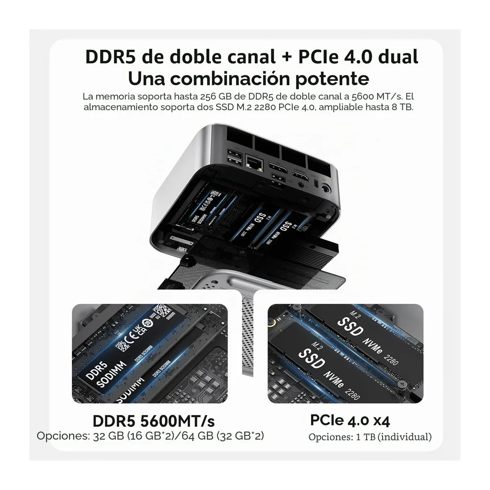 Beelink SER10 MAX Mini PC, AMD Ryzen AI 9 HX 470, 32 GB DDR5, 1 TB de SSD — 4