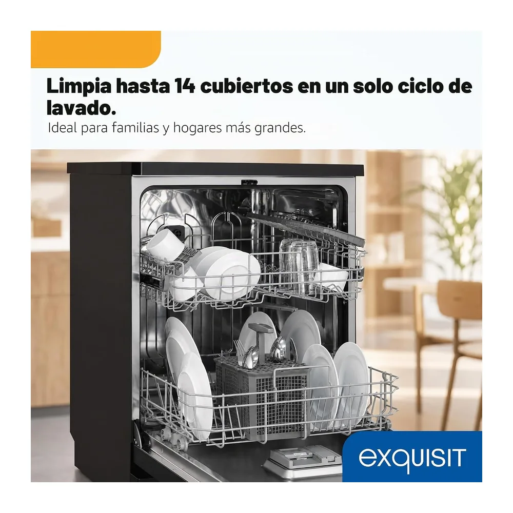 Lavavajillas 60 cm Exquisit GSP9114-450D Negro — 5