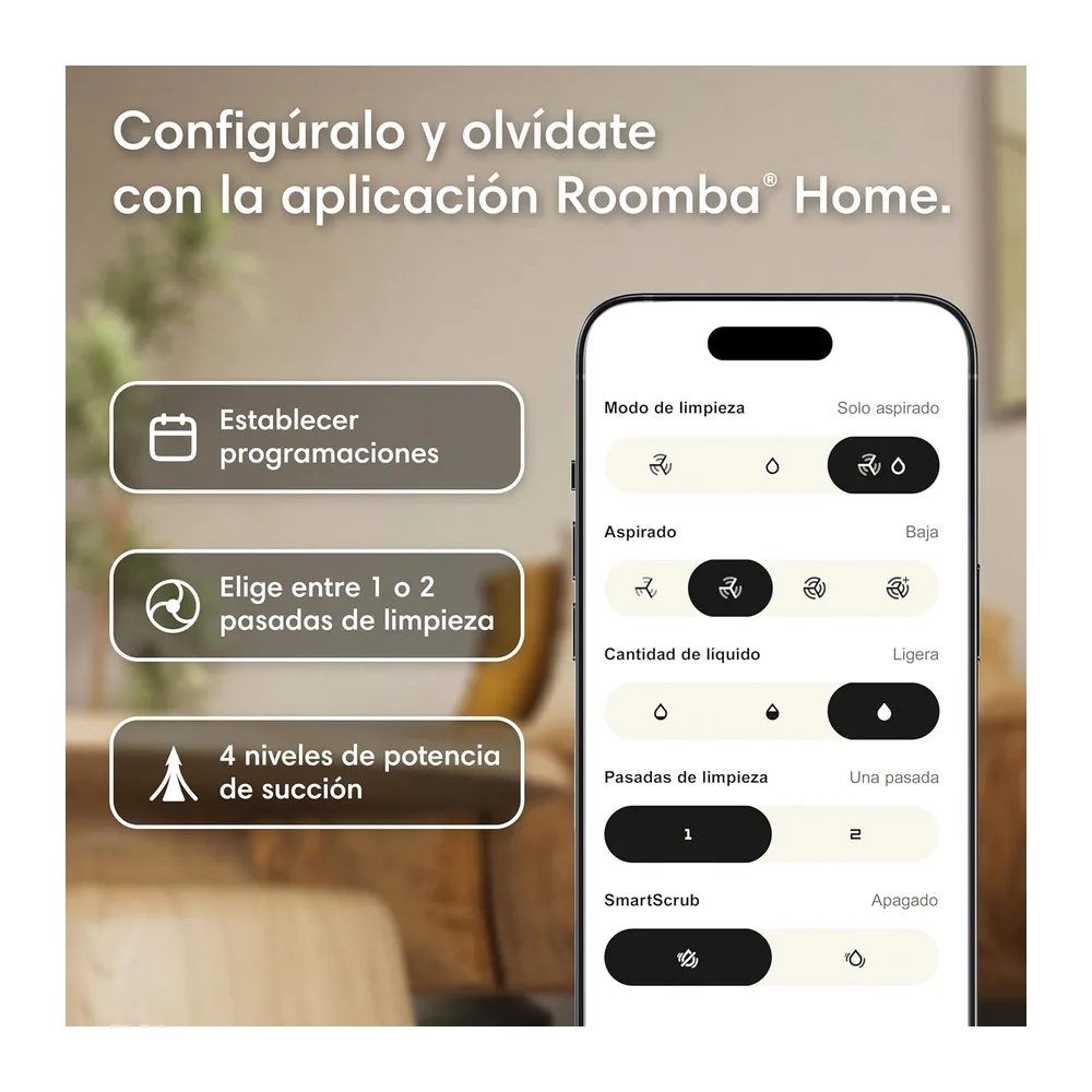 iRobot Roomba 115 Combo, Robot Aspirador y friegasuelos 2en1, Potencia de succión de 15.000 Pascales, Cepillo — 2