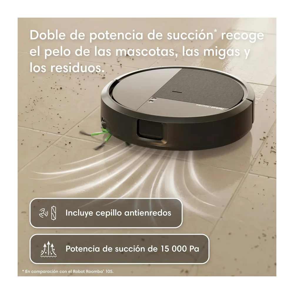 iRobot Roomba 115 Combo, Robot Aspirador y friegasuelos 2en1, Potencia de succión de 15.000 Pascales, Cepillo — 3