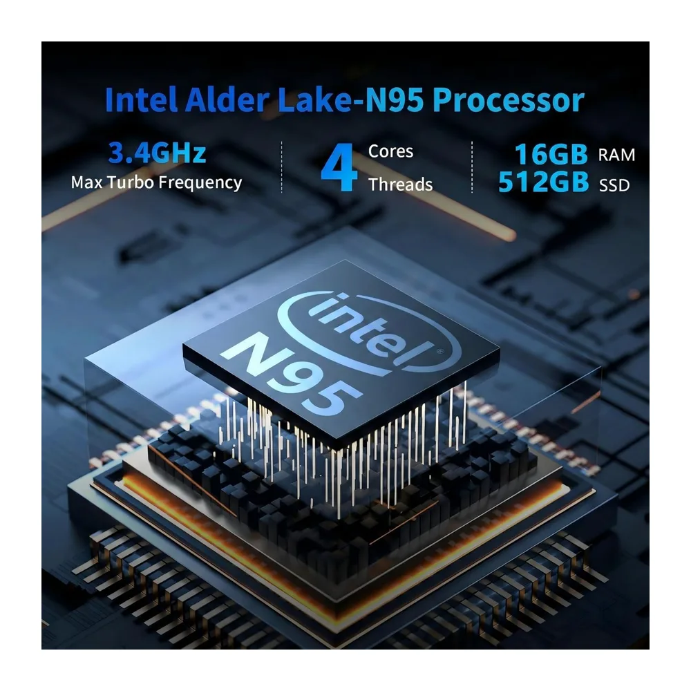 AWOW Mini PC con N100 (hasta 3,4 GHz), 16 GB DDR4 RAM, 512 GB SSD, Wi-11 Pro, 4K UHD, pantalla dual, WiFi 5, — 2