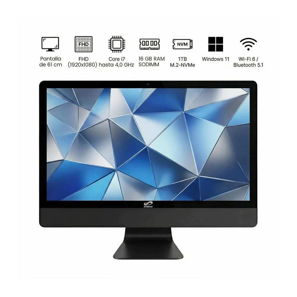 STGsivir All in One PC, Pantalla FHD 24", Core i7, 16G RAM, 1T SSD — 2