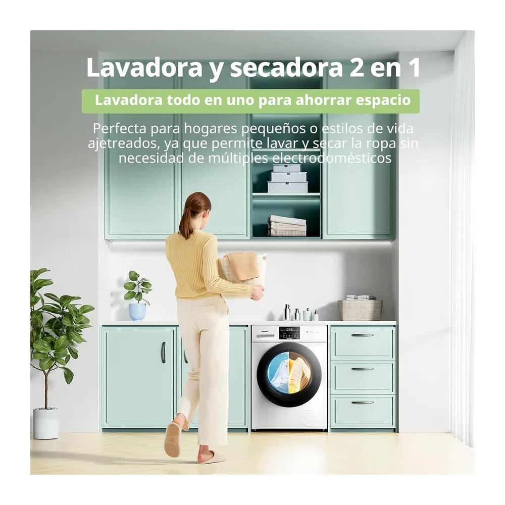 COMFEE' Lavadora Secadora 2 en 1, 10KG/7KG Clase A -10%/D CFP03ED100W-HL [Clase de eficiencia energética A] — 2