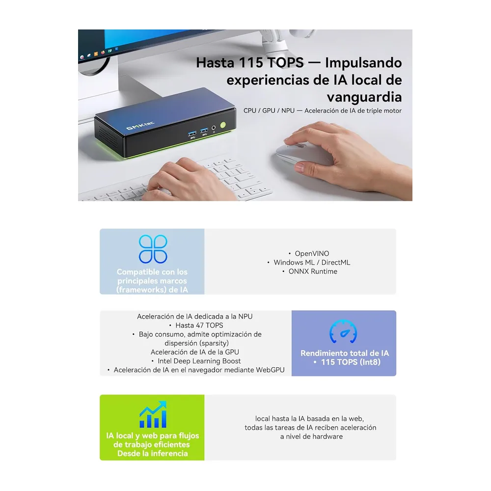 GMKtec K13 Mini PC con Intel AI Ultra 7 256V (hasta 4,8 GHz) — 4